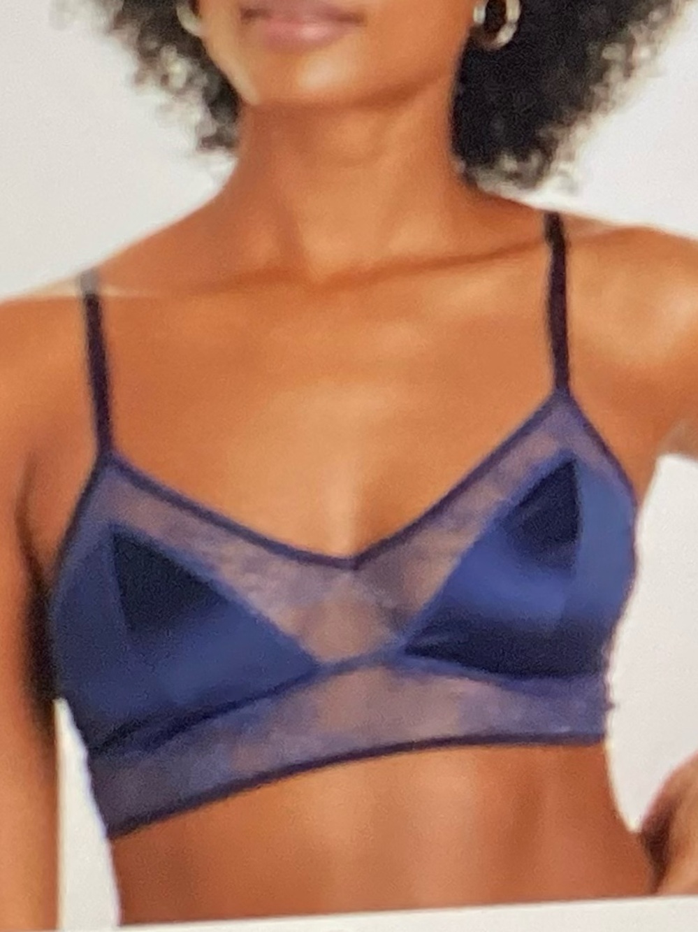 Auden TWO Navy Lace-Trim Bralette size Medium